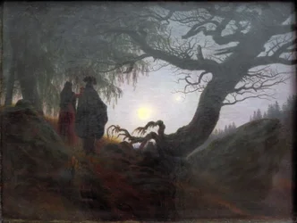 Man and Woman Contemplating the Moon